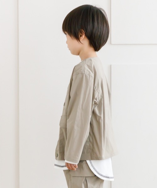 MAKE YOUR DAY（メイクユアデイ）の「ポケット付きロング丈長袖Tシャツ■80～140cm（Tシャツ/カットソー・キッズ・チャコールグレー/サックスブルー/その他/オフホワイト・100/120/80/90/130/110/140）」の9枚目の写真