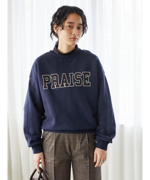 AMERICAN HOLIC（アメリカンホリック）の「ガゼット付きロゴ裏毛プルオーバー（スウェット・レディース・ホワイト系その他/グレー系その他/ダークネイビー・M/L）」の7枚目の写真