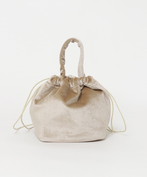 URBAN RESEARCH Sonny Label（アーバンリサーチサニーレーベル）の「ベロア巾着バッグ（ショルダーバッグ・レディース・ベージュ/ブルー・ONE）」の4枚目の写真