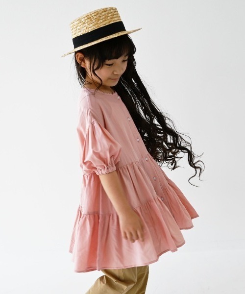 NHT（エヌエイチティー）の「NHT/エヌエイチティー ティアードチュニック（シャツ/ブラウス・キッズ・ブラウン/ピンク/ベージュ系その他6・110cm/120cm/130cm/140cm/150cm/100cm）」の3枚目の写真