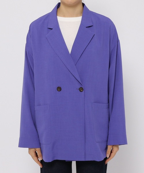 PAGEBOY（ページボーイ）の「リネンライクＷルーズジャケット（テーラードジャケット・レディース・ブラック/ベージュ/パープル系その他・FREE）」の4枚目の写真