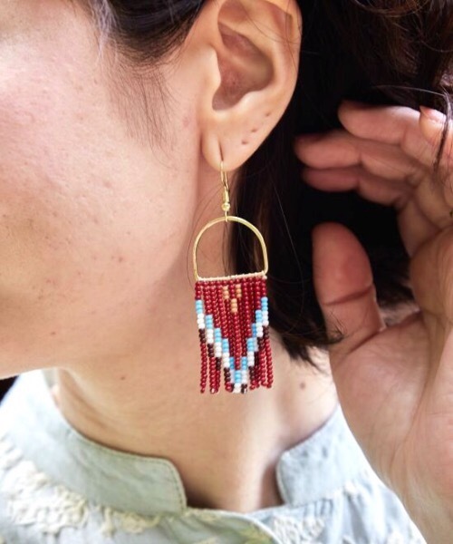 チャイハネ（チャイハネ）の「【チャイハネ】タルティアピアス 片耳用1pcs（ピアス（片耳用）・レディース・グレー/ブラウン/レッド・FREE）」の5枚目の写真