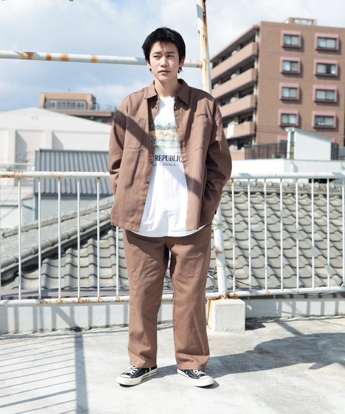 Mark Gonzales（マーク・ゴンザレス）の「【セットアップ】Mark Gonzales / マークゴンザレス 別注 コラボ オーバーサイズ シャツ ジャケット ＆ ワイド ルーズ シェフパンツ セットアップ ワンマイルウェア ユニセックス（セットアップ・メンズ・ブラウン/インディゴブルー/ブラック系その他/グレイッシュベージュ/ブラック系その他2/ブラック系その他3・MEDIUM/LARGE）」の22枚目の写真