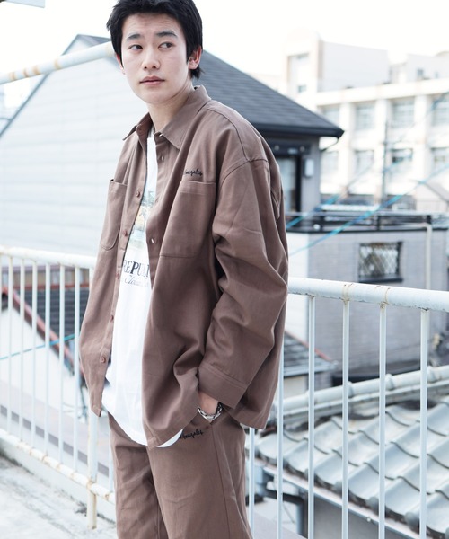 Mark Gonzales（マーク・ゴンザレス）の「【セットアップ】Mark Gonzales / マークゴンザレス 別注 コラボ オーバーサイズ シャツ ジャケット ＆ ワイド ルーズ シェフパンツ セットアップ ワンマイルウェア ユニセックス（セットアップ・メンズ・ブラウン/インディゴブルー/ブラック系その他/グレイッシュベージュ/ブラック系その他2/ブラック系その他3・MEDIUM/LARGE）」の18枚目の写真