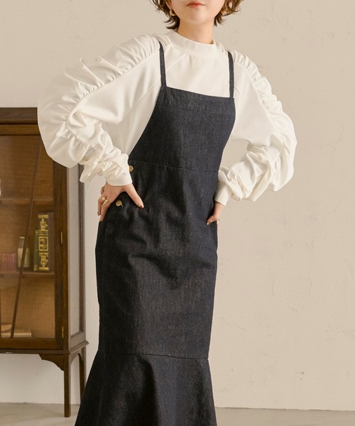 Ambre Neige（アンブルネージュ）の「シャーリングスリーブトップス／【WEB/EC限定商品】（Tシャツ/カットソー・レディース・ブラック/ベージュ/オフホワイト・FREE）」の2枚目の写真