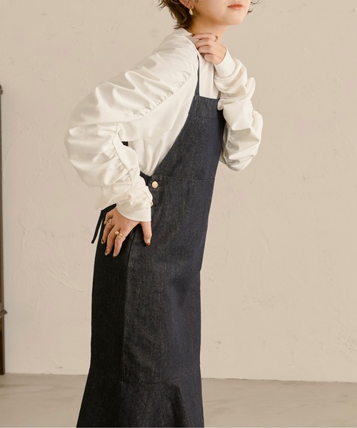 Ambre Neige（アンブルネージュ）の「シャーリングスリーブトップス／【WEB/EC限定商品】（Tシャツ/カットソー・レディース・ブラック/ベージュ/オフホワイト・FREE）」の5枚目の写真