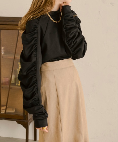 Ambre Neige（アンブルネージュ）の「シャーリングスリーブトップス／【WEB/EC限定商品】（Tシャツ/カットソー・レディース・ブラック/ベージュ/オフホワイト・FREE）」の11枚目の写真