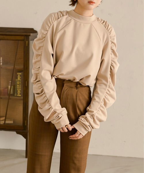 Ambre Neige（アンブルネージュ）の「シャーリングスリーブトップス／【WEB/EC限定商品】（Tシャツ/カットソー・レディース・ブラック/ベージュ/オフホワイト・FREE）」の16枚目の写真