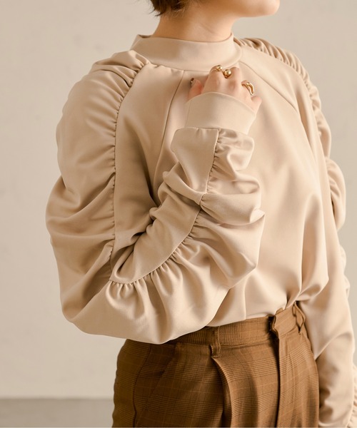 Ambre Neige（アンブルネージュ）の「シャーリングスリーブトップス／【WEB/EC限定商品】（Tシャツ/カットソー・レディース・ブラック/ベージュ/オフホワイト・FREE）」の15枚目の写真