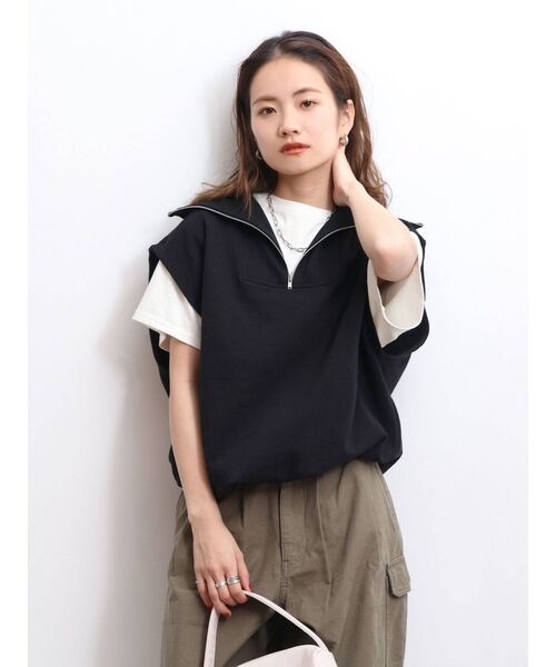 Ungrid（アングリッド）の「【WEB限定】ジップルーズノースリスウェット（スウェット・レディース・ライトグレー/ブラック/ピンク/オレンジ/ブルー・FREE）」の6枚目の写真