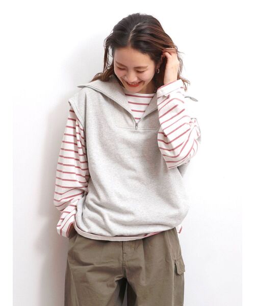 Ungrid（アングリッド）の「【WEB限定】ジップルーズノースリスウェット（スウェット・レディース・ライトグレー/ブラック/ピンク/オレンジ/ブルー・FREE）」の10枚目の写真