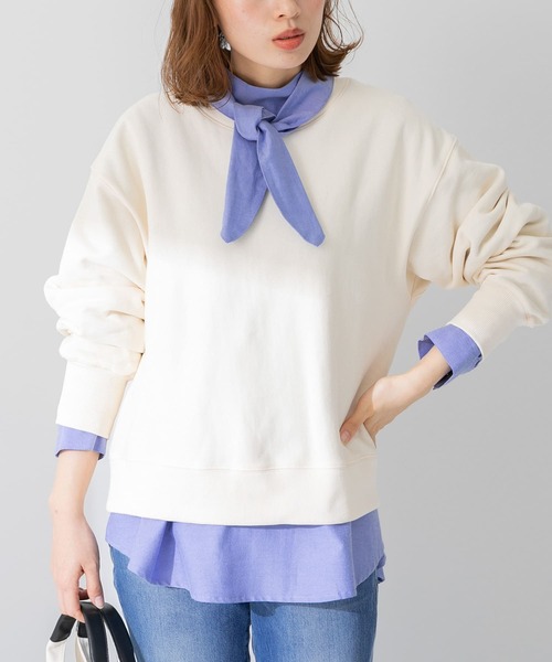 URBAN RESEARCH Sonny Label（アーバンリサーチサニーレーベル）の「クルーネックボックススウェット（スウェット・レディース・チャコールグレー/ブルー系その他/オフホワイト・FREE）」の5枚目の写真