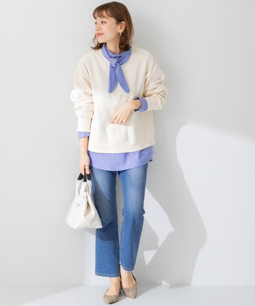 URBAN RESEARCH Sonny Label（アーバンリサーチサニーレーベル）の「クルーネックボックススウェット（スウェット・レディース・チャコールグレー/ブルー系その他/オフホワイト・FREE）」の8枚目の写真