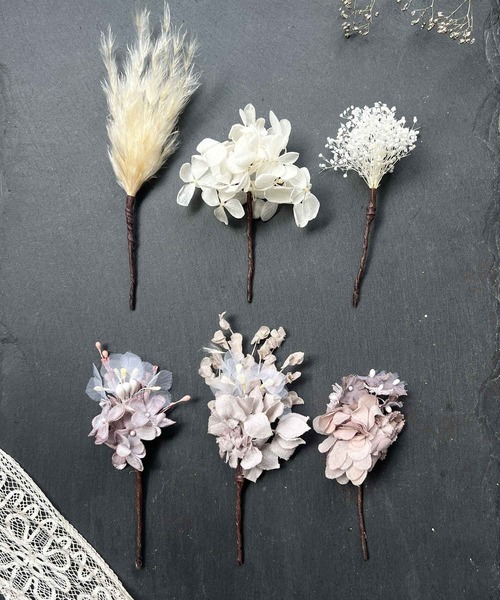 m.soeur（エムスール）の「布花とドライフラワーのヘアパーツセット＊（その他ヘアアクセサリー・レディース・ホワイト/パープル/ピンク/ブルー/グリーン・FREE）」の15枚目の写真