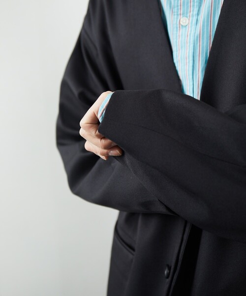 FREAK'S STORE（フリークスストア）の「FREAK'S STORE/フリークスストア ノーカラーシャツジャケット（ノーカラージャケット・メンズ・ブラック/ブラウン/グレイッシュベージュ・MEDIUM/LARGE）」の11枚目の写真