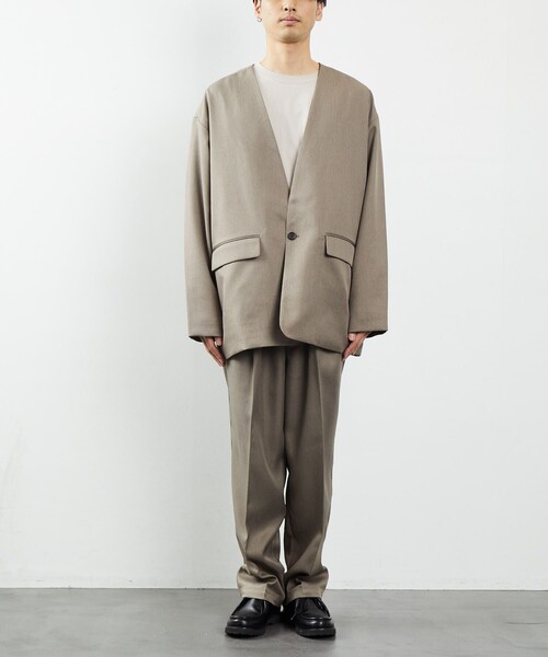 FREAK'S STORE（フリークスストア）の「FREAK'S STORE/フリークスストア ノーカラーシャツジャケット（ノーカラージャケット・メンズ・ブラック/ブラウン/グレイッシュベージュ・MEDIUM/LARGE）」の12枚目の写真