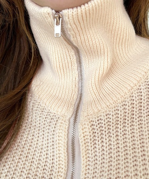 NANING9(ナンニング)の「NANING9 ハーフジップハイネックニット(ニット/セーター・レディース・スカイブルー/ブラック/クリーム・FREE)」の18枚目の写真