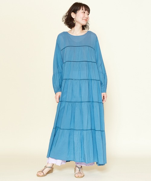 チャイハネ（チャイハネ）の「【チャイハネ】ティアードワンピース（ワンピース・レディース・ホワイト/レッド/ブルー/グリーン・FREE）」の4枚目の写真