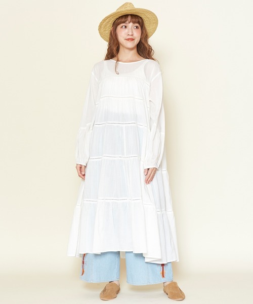 チャイハネ（チャイハネ）の「【チャイハネ】ティアードワンピース（ワンピース・レディース・ホワイト/レッド/ブルー/グリーン・FREE）」の11枚目の写真