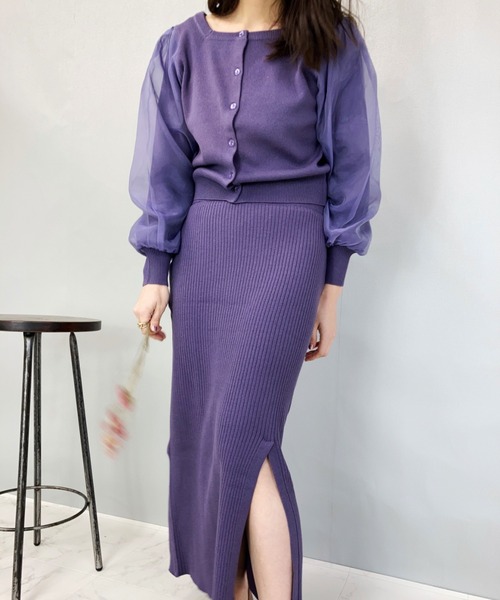 Brownie(ブラウニー)の「Brownie 前後2WAY 袖チュール スクエアネックカーディガン(カーディガン/ボレロ・レディース・ベージュ/パープル/アイボリー/ダークグレー・FREE)」の18枚目の写真