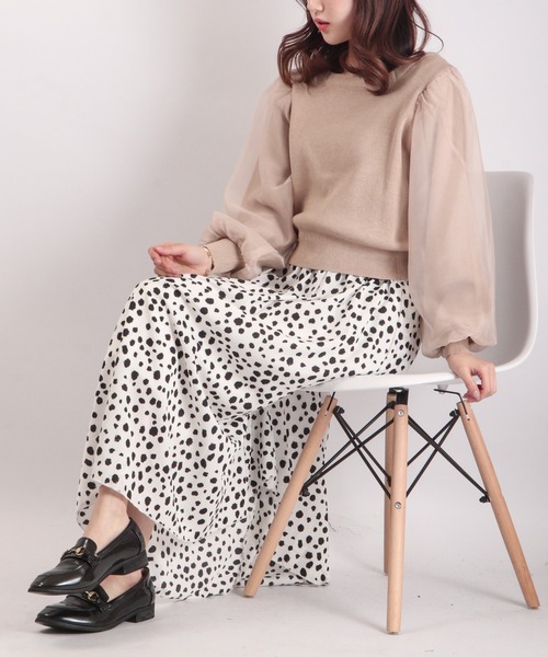 Brownie(ブラウニー)の「Brownie 前後2WAY 袖チュール スクエアネックカーディガン(カーディガン/ボレロ・レディース・ベージュ/パープル/アイボリー/ダークグレー・FREE)」の19枚目の写真