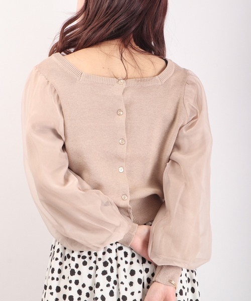 Brownie(ブラウニー)の「Brownie 前後2WAY 袖チュール スクエアネックカーディガン(カーディガン/ボレロ・レディース・ベージュ/パープル/アイボリー/ダークグレー・FREE)」の20枚目の写真