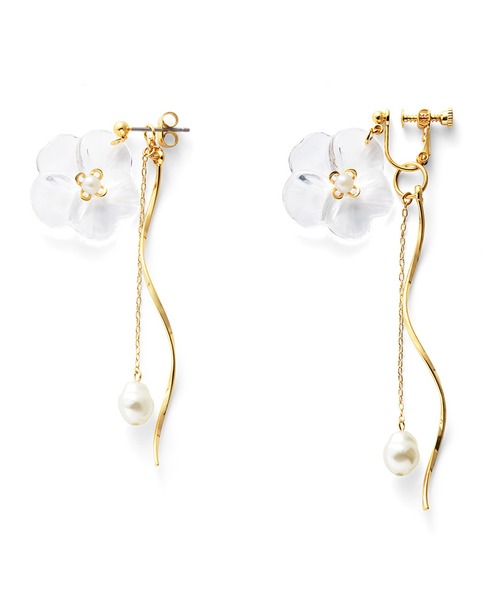 IEDIT（イディット）の「ＩＥＤＩＴ　耳もとに華やぎを添える　ポピーのイヤアクセサリー〈クリア〉（ピアス（両耳用）・レディース・クリア・1/2）」の3枚目の写真