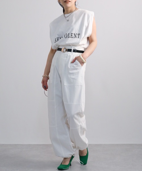 ap retro（アプレトロ）の「裾絞りツイルイージーパンツ/ミリタリーパンツ/カーゴパンツ（カーゴパンツ・レディース・ホワイト/ブラック/カーキ/グレイッシュベージュ・FREE）」の12枚目の写真