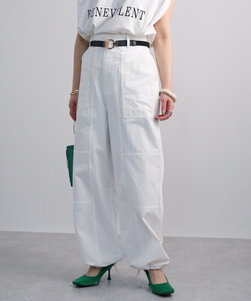 ap retro（アプレトロ）の「裾絞りツイルイージーパンツ/ミリタリーパンツ/カーゴパンツ（カーゴパンツ・レディース・ホワイト/ブラック/カーキ/グレイッシュベージュ・FREE）」の7枚目の写真
