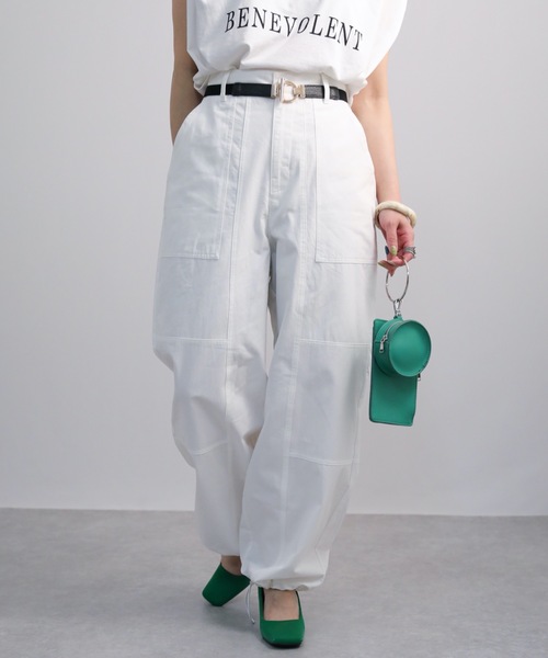 ap retro（アプレトロ）の「裾絞りツイルイージーパンツ/ミリタリーパンツ/カーゴパンツ（カーゴパンツ・レディース・ホワイト/ブラック/カーキ/グレイッシュベージュ・FREE）」の8枚目の写真