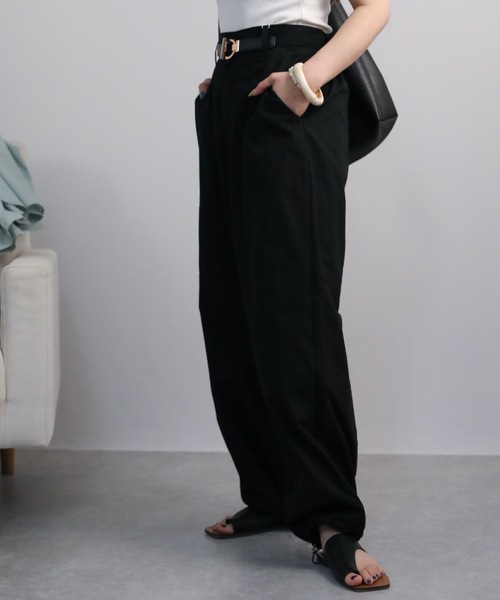 ap retro（アプレトロ）の「裾絞りツイルイージーパンツ/ミリタリーパンツ/カーゴパンツ（カーゴパンツ・レディース・ホワイト/ブラック/カーキ/グレイッシュベージュ・FREE）」の17枚目の写真