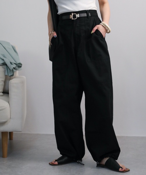 ap retro（アプレトロ）の「裾絞りツイルイージーパンツ/ミリタリーパンツ/カーゴパンツ（カーゴパンツ・レディース・ホワイト/ブラック/カーキ/グレイッシュベージュ・FREE）」の19枚目の写真