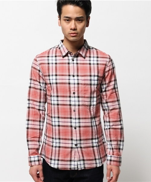 R.NEWBOLD（アールニューボールド）の「COTON PLAID SHIRT/チェック柄シャツ/155600（シャツ/ブラウス・メンズ・レッド/ベージュ・MEDIUM/SMALL/LARGE/X-LARGE）」の12枚目の写真