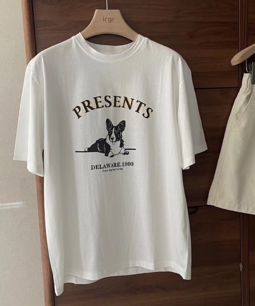 Vipoa(ヴィポア)の「dog プリントtee(Tシャツ/カットソー・レディース・ホワイト/ピンク/オートミール・FREE)」の11枚目の写真