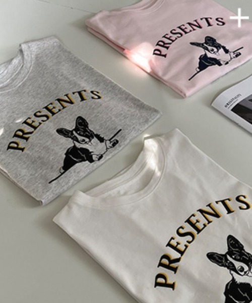 Vipoa(ヴィポア)の「dog プリントtee(Tシャツ/カットソー・レディース・ホワイト/ピンク/オートミール・FREE)」の12枚目の写真