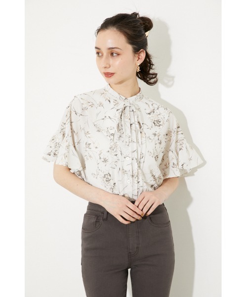 rienda（リエンダ）の「ボタニカルフリルスリーブブラウス（シャツ/ブラウス・レディース・ブラウン/グリーン/アイボリー・FREE）」の2枚目の写真