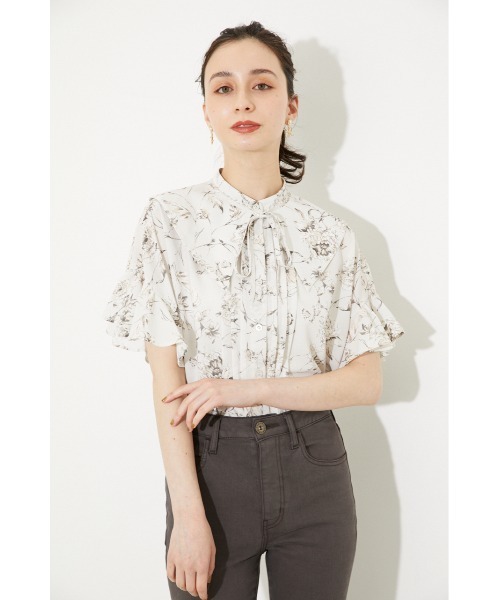 rienda（リエンダ）の「ボタニカルフリルスリーブブラウス（シャツ/ブラウス・レディース・ブラウン/グリーン/アイボリー・FREE）」の4枚目の写真