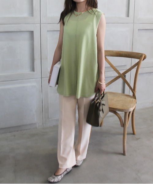 StyleSea（スタイルシー）の「センターメロウシアータンクトップ（タンクトップ・レディース・ライトグレー/ブラック/オフホワイト/ミント/ピンクベージュ・MEDIUM）」の7枚目の写真