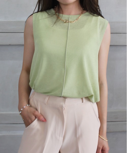 StyleSea（スタイルシー）の「センターメロウシアータンクトップ（タンクトップ・レディース・ライトグレー/ブラック/オフホワイト/ミント/ピンクベージュ・MEDIUM）」の9枚目の写真