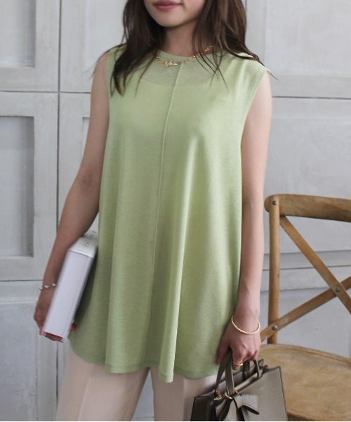 StyleSea（スタイルシー）の「センターメロウシアータンクトップ（タンクトップ・レディース・ライトグレー/ブラック/オフホワイト/ミント/ピンクベージュ・MEDIUM）」の6枚目の写真