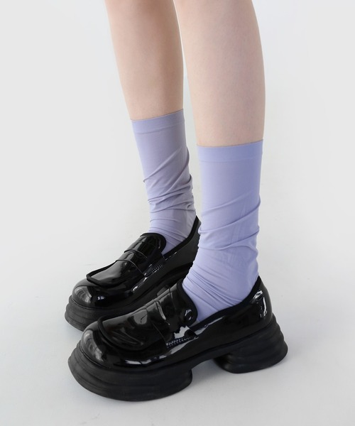 minsobi(ミンソビ)の「シアーハイソックス(タイツ/ストッキング・レディース・ブラック/グレー/イエロー/ライトピンク/Cream・FREE)」の2枚目の写真