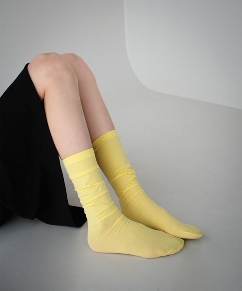 minsobi(ミンソビ)の「シアーハイソックス(タイツ/ストッキング・レディース・ブラック/グレー/イエロー/ライトピンク/Cream・FREE)」の3枚目の写真