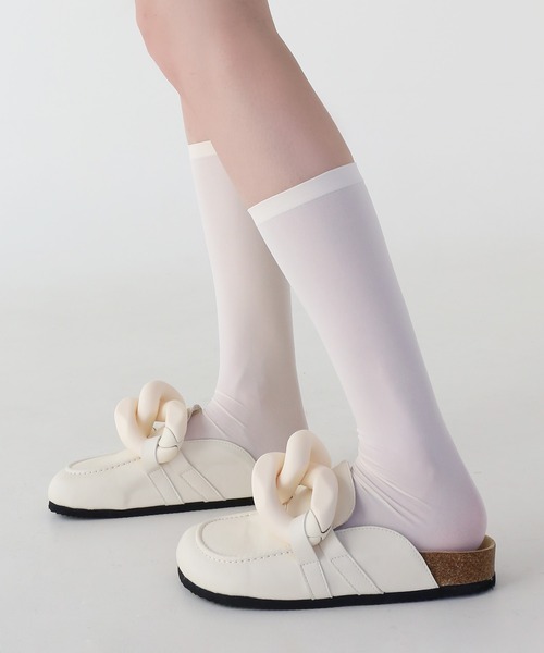 minsobi(ミンソビ)の「シアーハイソックス(タイツ/ストッキング・レディース・ブラック/グレー/イエロー/ライトピンク/Cream・FREE)」の6枚目の写真