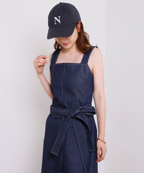 one after another NICE CLAUP（ワンアフターアナザーナイスクラップ）の「スリットステッチジャンパースカート（ジャンパースカート・レディース・ブラック/ネイビー/アイボリー・FREE）」の17枚目の写真