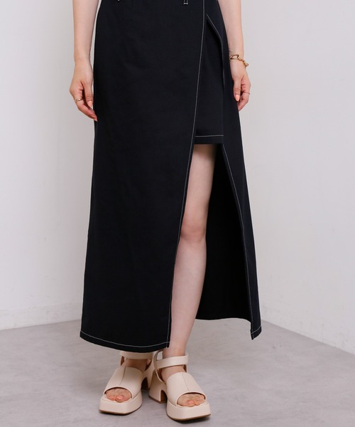 one after another NICE CLAUP（ワンアフターアナザーナイスクラップ）の「スリットステッチジャンパースカート（ジャンパースカート・レディース・ブラック/ネイビー/アイボリー・FREE）」の19枚目の写真