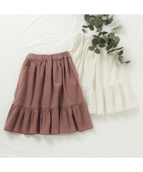 apres les cours（アプレレクール）の「裾レース切替えスカート（スカート・キッズ・ブラウン/アイボリー・90/100/110/120/130/140）」の6枚目の写真