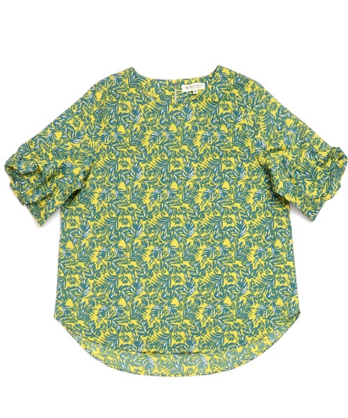 TOKYO SHIRTS(トウキョウシャツ)の「袖リボン ボタニカル柄 半袖ブラウス(シャツ/ブラウス・レディース・ブラック/イエロー×グリーン・M/L/LL)」の10枚目の写真