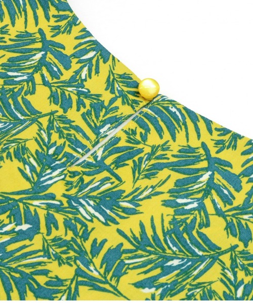 TOKYO SHIRTS(トウキョウシャツ)の「袖リボン ボタニカル柄 半袖ブラウス(シャツ/ブラウス・レディース・ブラック/イエロー×グリーン・M/L/LL)」の13枚目の写真
