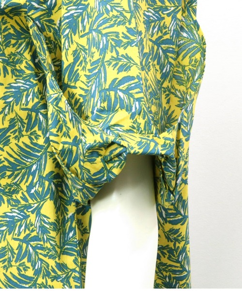 TOKYO SHIRTS(トウキョウシャツ)の「袖リボン ボタニカル柄 半袖ブラウス(シャツ/ブラウス・レディース・ブラック/イエロー×グリーン・M/L/LL)」の14枚目の写真