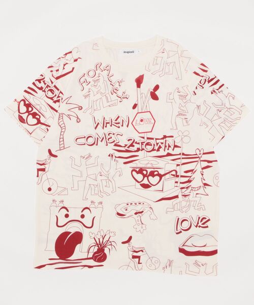 Desigual(デシグアル)の「プリント オーバーサイズ Tシャツ(Tシャツ/カットソー・メンズ・レッド・S/M/L/XL)」の7枚目の写真